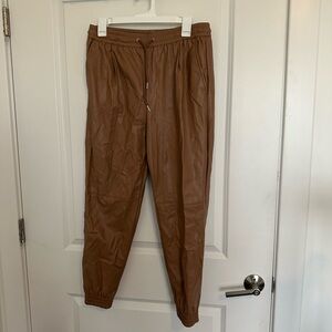 Zara Brown Leather Track Pants